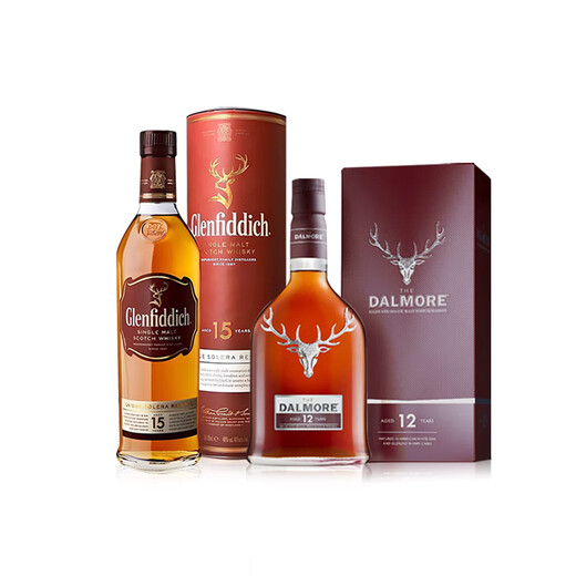 格兰菲迪（GLENFIDDICH）【7-PLUS】苏格兰斯佩塞鹿之谷精选单一麦芽威士忌洋酒原瓶进口 格兰菲迪15年700ml+大摩12年700ml