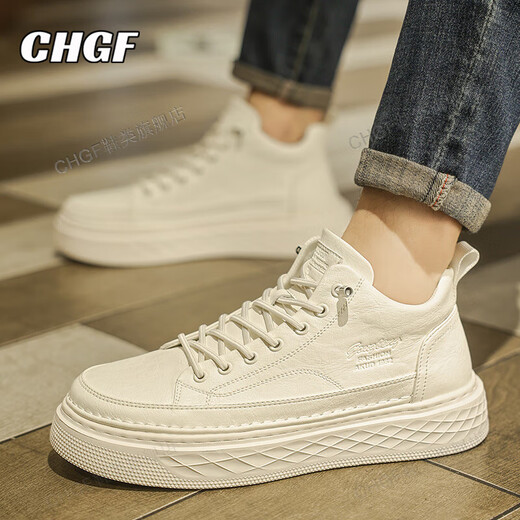 CHGF height-enhancing shoes for men in autumn and winter breathable sports white shoes versatile casual shoes for men invisible height-enhancing men's shoes 9920 meters white [leather surface]-enhancing height 8cm 39 (sports size)