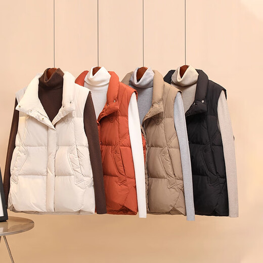 Ducky Short Down Vest Women's 2025 Autumn and Winter New Warm Winter Fashionable Waistcoat Outer Vest Women's Jacket Black M