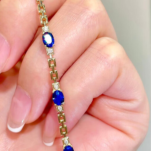 HEEKAIYI Sapphire Bracelet for Women Royal Blue 18k Gold Diamond Bracelet Chinese Valentine's Day Birthday Gift for Wife and Girlfriend Selected 3.2 Carat/Royal Blue
