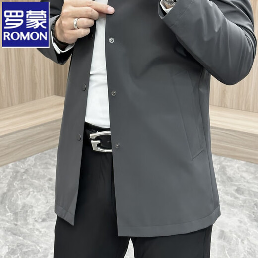 Luo Meng Business Casual Solid Color Versatile Windbreaker Men's 2025 Spring New Fashion Light Luxury Simple Jacket Gray XL