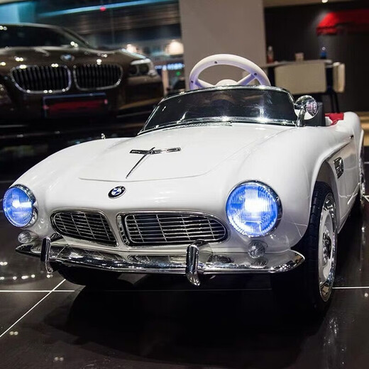 Tianlin BMW children's electric car four-wheel car remote control toy car can sit on children's baby stroller flagship version + green + portable pull rod + electronic steering + explosion-proof soft wheels