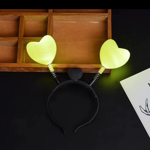 Half a grain of concert yellow five-pointed star love headband fluorescent light-up support headband hairband for men and women props children's performance five-pointed star + love style丨spring headband yellow
