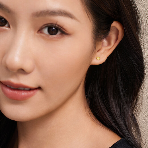 Lukfook Jewelry Love Gold Earrings Light Shadow Gold (Single) Pure Gold Crushed Ice Earrings Total Weight Approximately 0.28g