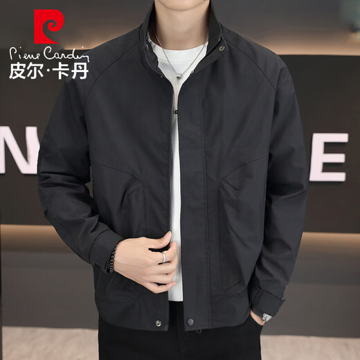 Pierre Cardin Jacket Men's Spring and Autumn Stand Collar Loose Versatile Breathable Fashion Simple Outdoor Casual Jacket Green 2XL