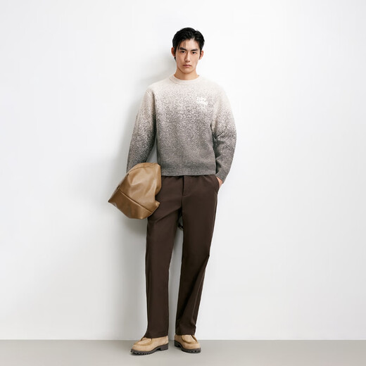 JACK&JONES Men's 25th Autumn and Winter Sweater Men's Cardigan Gradient Casual Knit Sweater Loose Round Neck Pullover Bottoming Shirt C02 London Fog Regular M (175)