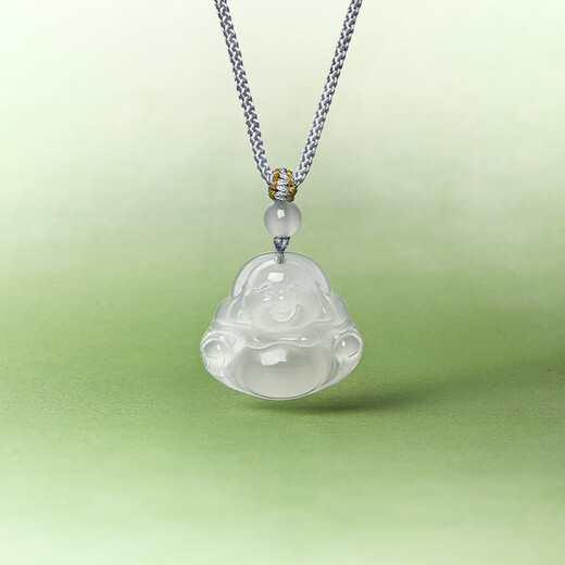 Saturday Blessing White Moonlight Chalcedony Buddha Necklace Men's and Women's Pendant Birthday Gift J0414089 Color Rope