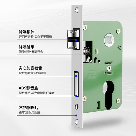 Auburn Porte verrouillage de la chambre serrure de porte de porte en acier inoxydable Poignée de porte non modifiée Poignée en cuivre Core Core Rende de porte intérieure A-18
