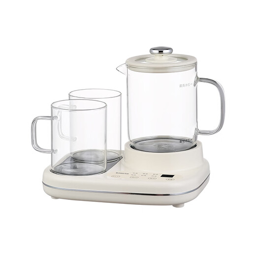 CHIGO Health Pot Double Oven Teapot Tea Maker Stew Pot All-in-One Gift Box Set Office Small Thermostat Coaster Health Cup for Girls High-Looking All-Glass Stew and Warm Three-in-One 0.6L Glass Kettle + 0.2L Cup*2