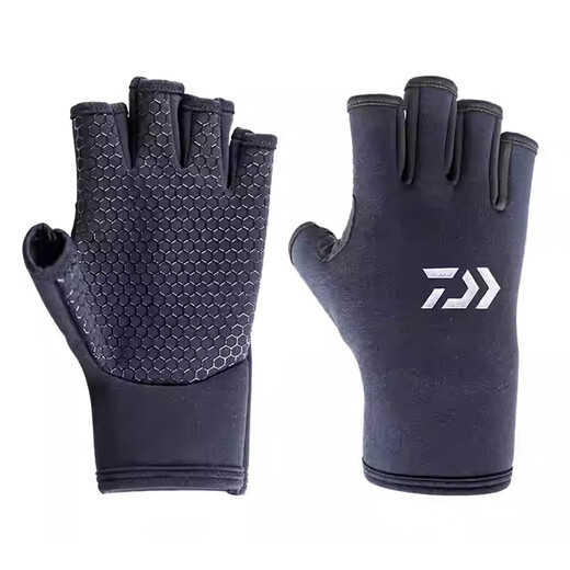 DAIWA autumn and winter DG-8023CS winter non-slip fishing gloves, cold-proof and warm fingerless gloves, 3 fingers exposed, black