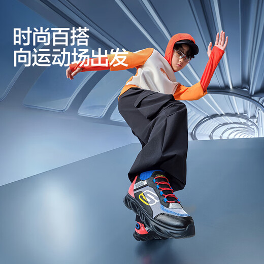 Skechers斯凯奇儿童闪穿鞋儿童跑步鞋秋季童鞋一脚蹬男童运动鞋403840L