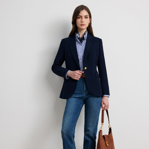 Scofield Женский темпераментный костюм на рабочем месте с одной пуговицей, поясная куртка с жесткими подплечниками, осень 2025, новый продукт, темно-синий M 165