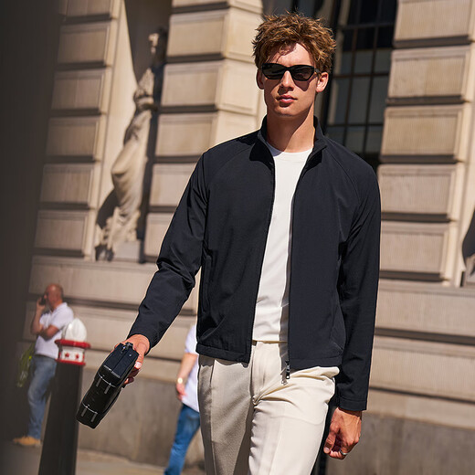 Mr. Cloth Fashion Simple Jacket Men's 2025 Autumn and Winter New Style Casual Solid Color Standing Collar Versatile Multi-Color Jacket PT16786 Piano Black L (175)