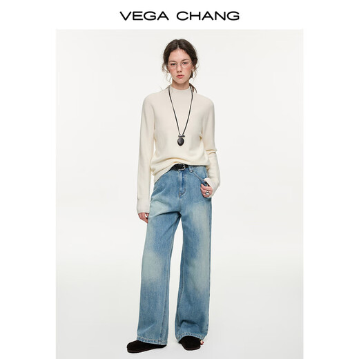 VEGA CHANG soft collar multi-color half turtleneck sweater for women 2025 new winter simple versatile bottoming shirt almond white one size