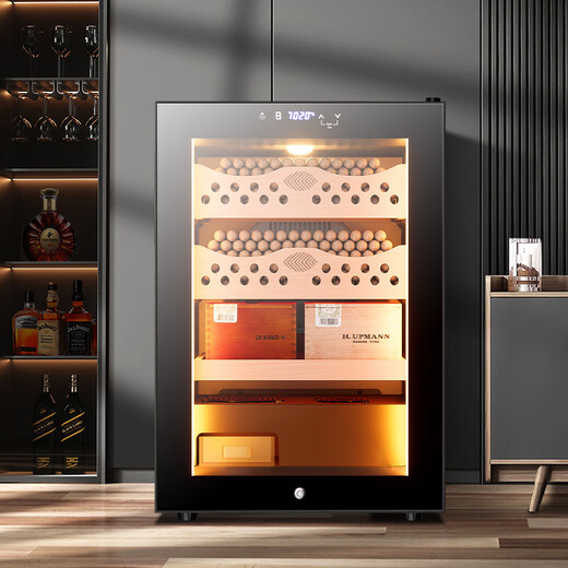 He Jiagong 50C1 Intelligent Temperature Control and Humidity Control Cigar Cabinet Cedar Wood Mini Small Home Embedded Wine Cabinet 50C Temperature Control Humidity Cigar Red Wine Black