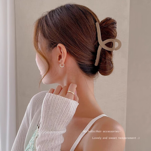 Simple black and white coffee clip large hair clip women's back hair clip shark clip 2025 new hair clip hair accessories gentle 2 pieces