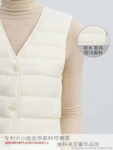 SENLIYA international light luxury high-end down jacket 95 pure white duck down vest for women V-neck coat with warm slim back light gray new national standard 95 pure white duck S