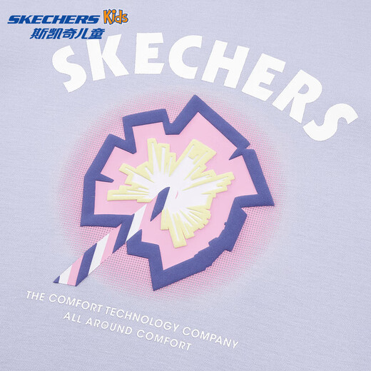 Skechers Skechers children's velvet autumn fashion round neck pullover sweatshirt for boys and girls loose casual top L425K030 velvet/heather purple/00FW 160