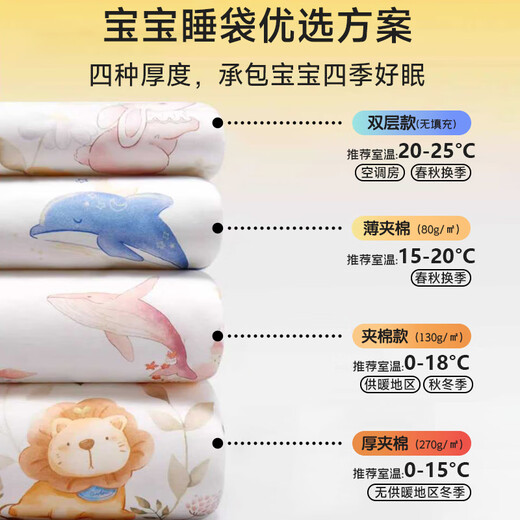 Kidsneed baby sleeping bag 1-3 years old infant anti-jump pure cotton pajamas autumn and winter anti-kicking quilt universal for all seasons thickened in winter 0-15 Barent Forest M size 9 months to 2 years old can be worn, height 65-85cm