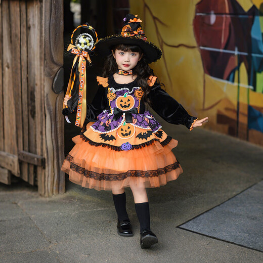 G.duck Little Yellow Duck Official Children's Lolita Style Dress Little Girl Halloween Pumpkin Princess Tutu Skirt 2025 Official Pumpkin Skirt Flagship 100 cm