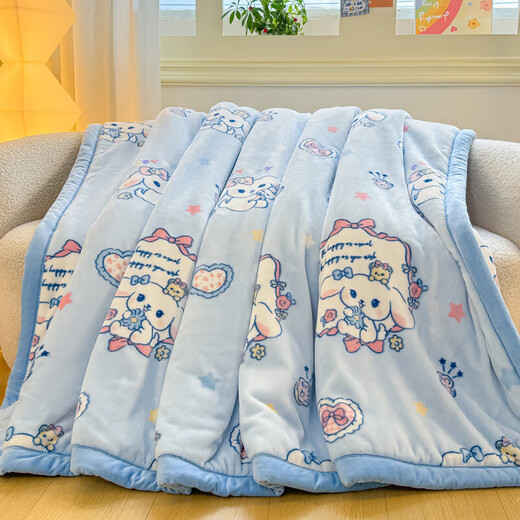 秋冬毛毯被子盖毯冬季双层加厚单人宿舍珊瑚法兰绒被芯保暖盖毯子 萌萌玉狗【撸猫级触感】 100*120cm【双层加厚儿童盖毯】