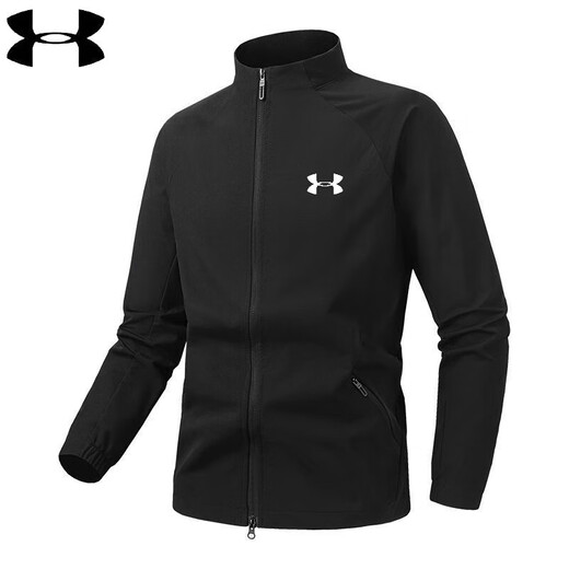 Under Armor Sports Stand Collar Jacket Men's 2025 New Outdoor Cycling Clothing Casual Running Stretch Windproof Jacket Dark Gray 2XL