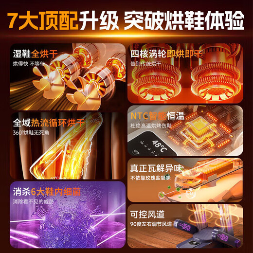 Shoe dryer, shoe drying, disinfection, deodorization and sterilization all-in-one machine, wet and dry smart shoe dryer, portable home, four arms, constant temperature + automatic power off