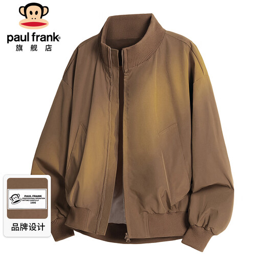 Paul Frank Jacket Men's Autumn and Winter American Flight Jacket Men's Trendy Loose Baseball Jacket Brown XL