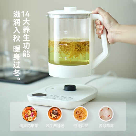 Olayks. Instant health pot home small office multi-functional constant temperature scented tea pot glass kettle pottery white 1.5L capacity + filter