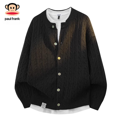 Paul Frank Warm Sweater Men's Autumn and Spring Couple New Knitted Cardigan Round Neck Casual Long-Sleeved Jacket Online Clothes Cedar Gray Official Genuine L Recommended 120-140 Jin Jin equals 0.5 kg