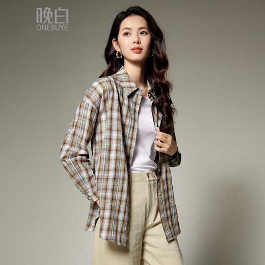Late White New Product 2025 Autumn Lapel Fashion Top Simple Elegant Elegant Temperament Versatile Shirt Women Brown S