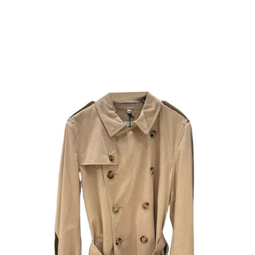 BURBERRY New Year's gift Burberry FW23 solid color double-breasted lapel mid-length long-sleeved windbreaker men's beige beige one size 44