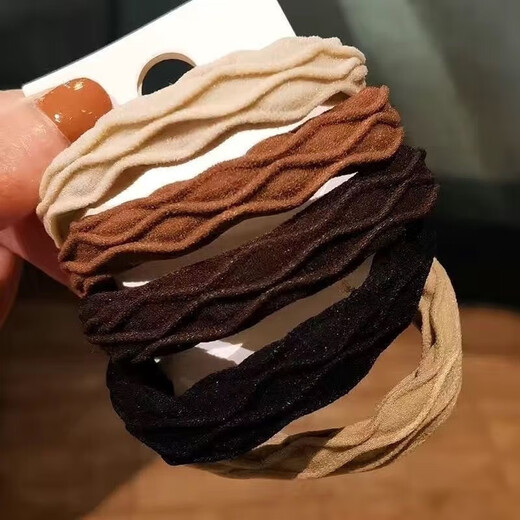 Durable black elastic hair band women's high ponytail hair rope headband leather case simple and versatile rubber band hair accessories mixed color 5 pieces (OPP bag)