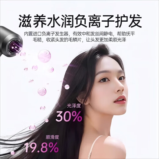 Xiaoya (XIAOYA) genuine high-speed 110,000-turn hair dryer Dyson 1 1 replacement ion quick-drying high-wind hair care home salon hair dryer bladeless high-power hair dryer End Gray 110,000-turn + 4.5 billion special-grade ions + smooth air nozzle + wall-mounted bracket Official genuine typhoon-level high-speed