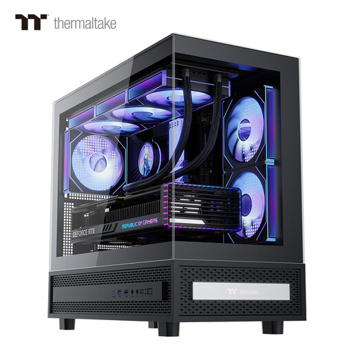 Thermaltake（Tt）钢影透S-M 海景房机箱 电脑主机 黑色（M-ATX主板/支持360水冷/9风扇位）