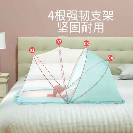Crib mosquito net cover for newborn children, full-cover universal foldable blackout anti-mosquito cover, yurt green - upgraded blackout folding model (large size - recommended for 0-6 years old) 125*65*65