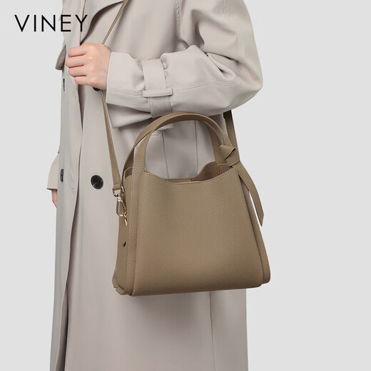 Viney bag women's bag cowhide bucket bag light luxury crossbody handheld shoulder bag birthday gift brand for girlfriend and wife