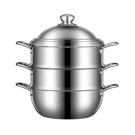 Supor's same style 18/10L stainless steel steamer soup pot thickened induction cooker gas stove three layers 32cm