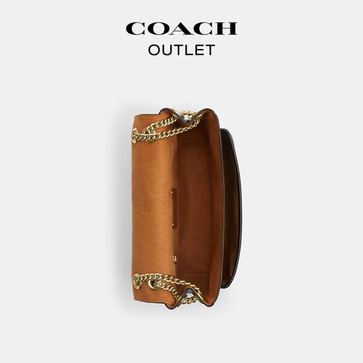 COACH Outlet women's bag classic logo ELODIE crossbody bag shoulder bag commuter chain bag box bag IM/walnut color/black
