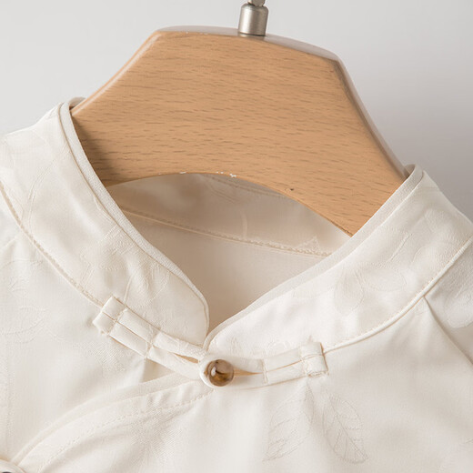 Late white off-size clearance 2025 autumn fashionable light Chinese shirt casual national style light mature jacquard shirt for women apricot L