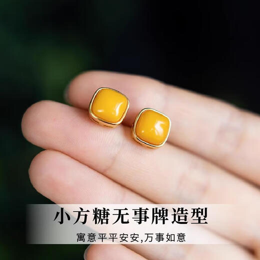 Love 925 silver earrings for women, small square sugar beeswax earrings, Chinese style earrings, jewelry, national style high-end gifts for girlfriends