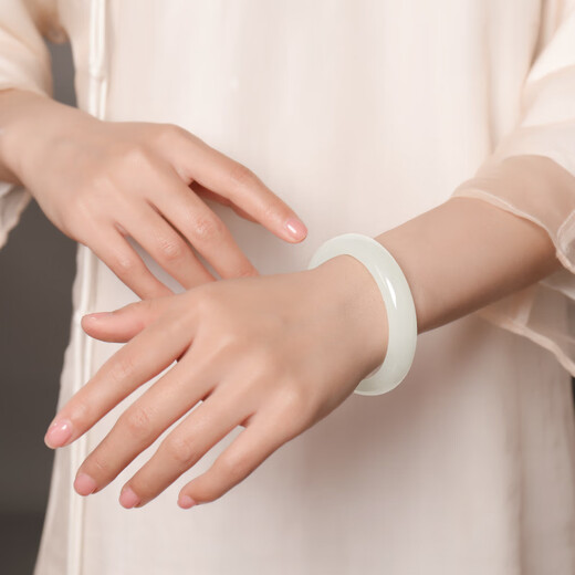 Impression Eyes Premium Grade Hetian Jade Bracelet White Jade Bracelet Peace Bracelet The inner diameter is about 53-54mm for my mother