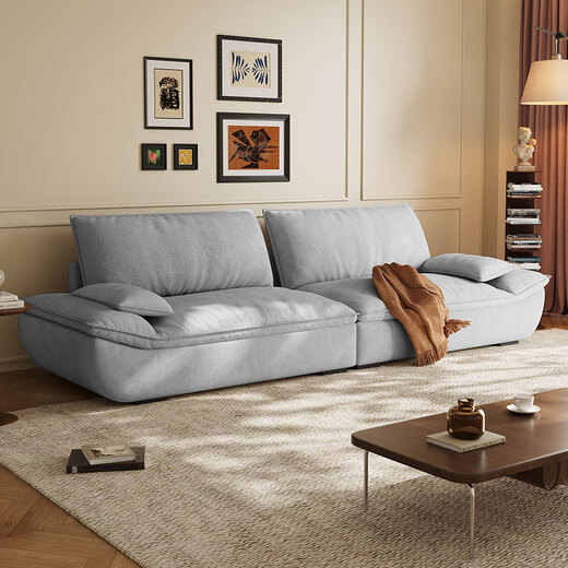 Mengshangjia fabric sofa living room small apartment sailing French cream style 2025 designer new complete furniture 2.1 meters three-seater flagship version - cat scratch cloth violet + ordinary sponge