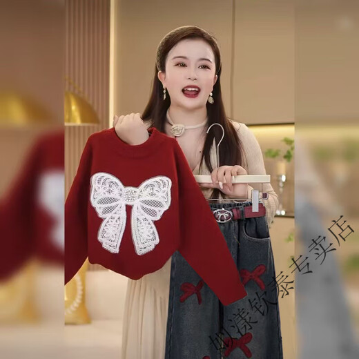 Siyang girls winter 2025 new fashion Korean style thickened Christmas red sweater, medium and large children's velvet jeans suit trendy H white bow sweater and black velvet jeans (120