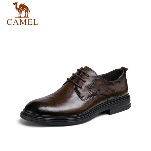 Camel (CAMEL) Derby lightweight and comfortable scratched cowhide business formal men's leather shoes GE12235360 Brown 40