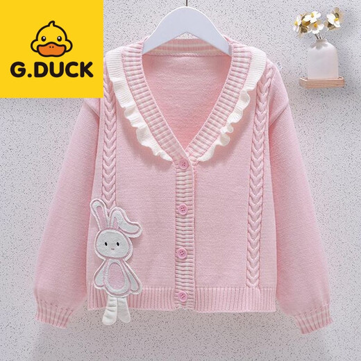 G.duck girls jk suit skirt spring and autumn new style girls college style big children's shirt jacket pleated skirt three-piece set blue three-piece set shirt bunny blue jacket + skirt 130