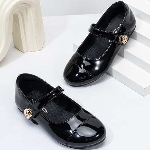 Tong Xiaoxiangfeng Princess Leather Shoes 2025 Spring and Autumn New French Soft Sole Black Mary Jane Children's Pumps Black Size 36 Shoes Inner Length 23cm