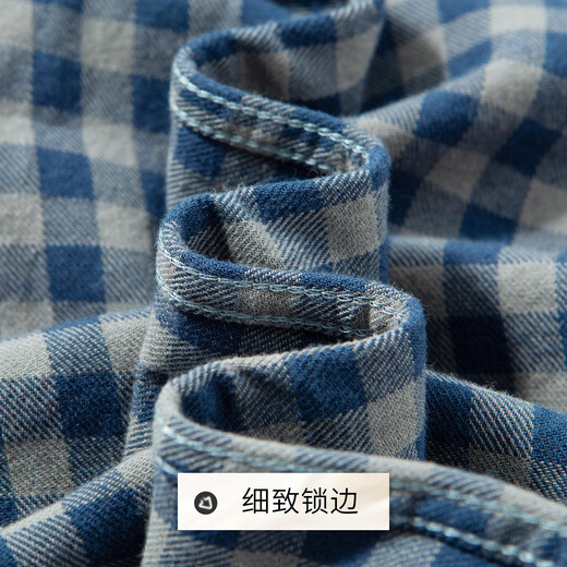 Rich 100% cotton double-sided brushed autumn men's shirt men's long-sleeved warm plaid soft waxy skin-friendly men's shirt