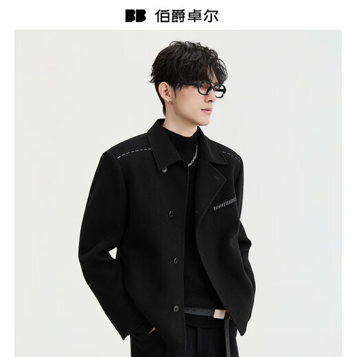 Piaget Zall wool shoulder pad topstitched double-sided tweed jacket men's 2025 autumn and winter new model Z541583 Moon Night Black L (175)