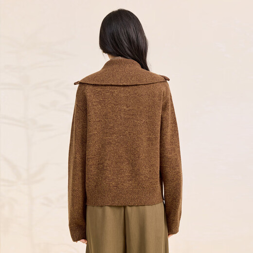 Chunzhu Thick Pure Wool 2025 Autumn and Winter New Half-Zip Lapel Casual All-Match Warm Sweater Women's Cardigan Caramel Brown M (80-110Jin Jin equals 0.5kg)